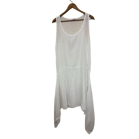 Meo Meli Italy White Cotton Long Tunic Top Sleeveless Unsized Slits - Picture 1 of 8